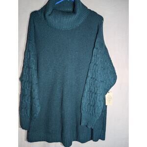 St John's Bay Womens Emerald knit turtle neck Sweater 2XL NWT cozy
